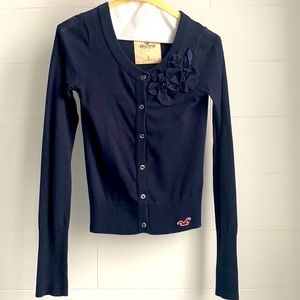 Hollister Flower Navy Blue Cardigan